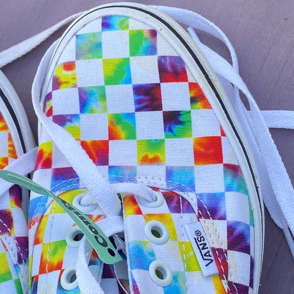 NWT Vans ComfyCush Era Tie-Dye Checker Rainbow Skate Sneaker Shoe M4.5/W6 721356 - Picture 11 of 12